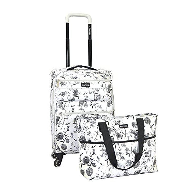 Kensie 2 Piece White Flower Fashion Carryon Luggage And Tote Set Lyst