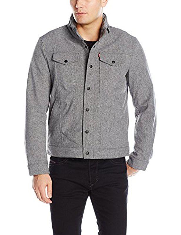 Levi's Soft Shell Stand Collar Commuter Trucker Jacket in Gray for Men |  Lyst