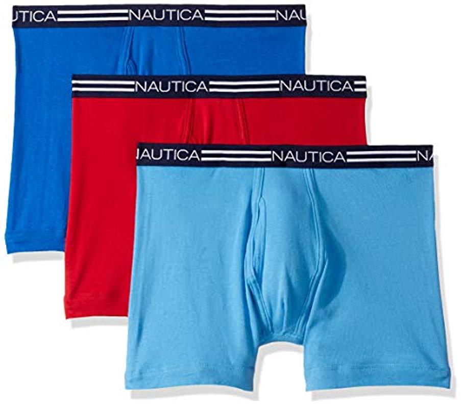 Lyst - Nautica Classic Cotton Boxer Brief Multipack in Blue for Men