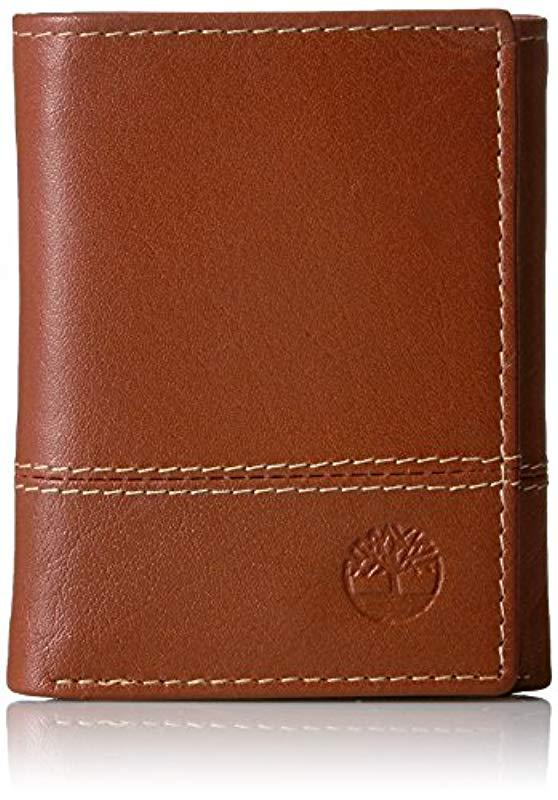 Timberland Leather Rfid Blocking Trifold Security Wallet in Brown for