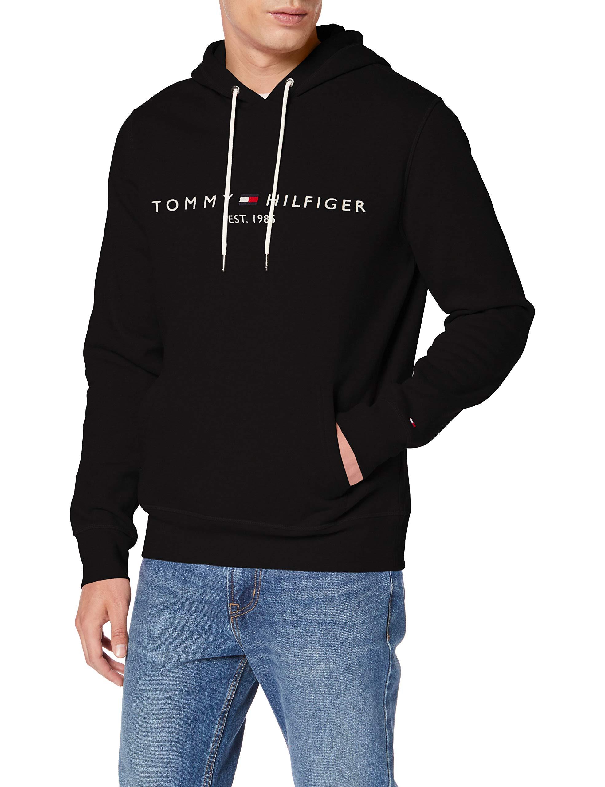 Tommy Hilfiger Cotton Big & Tall Flock Stripe Logo Hoodie In Black for Men  - Save 43% - Lyst