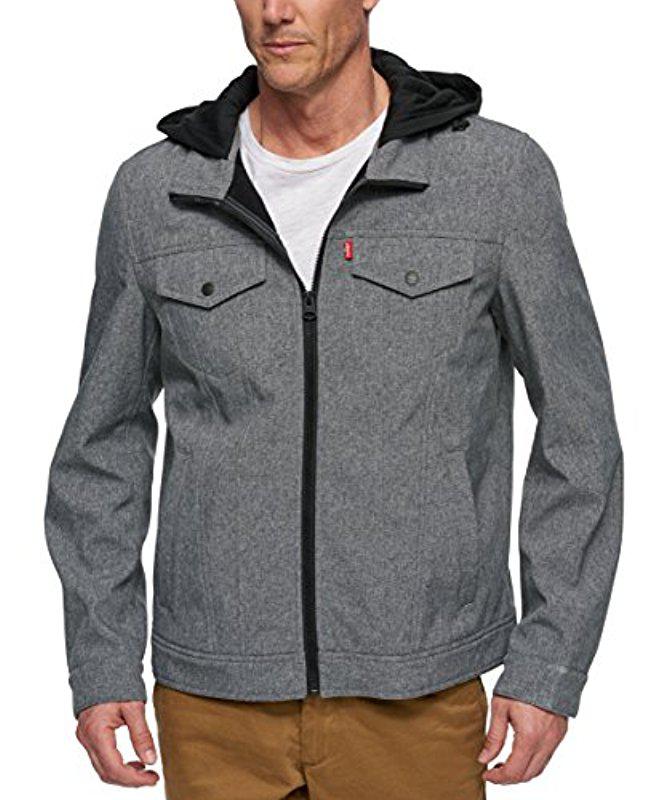 levi's men's soft shell hooded trucker jacket