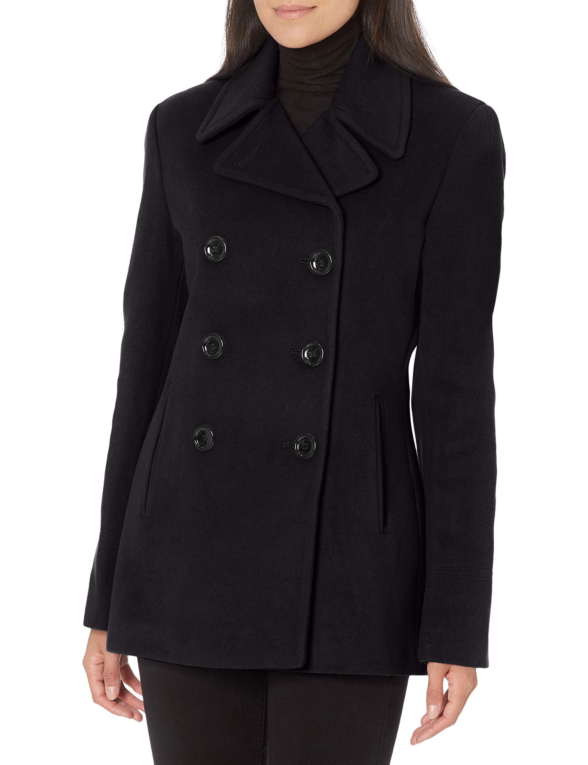Calvin Klein Double Breasted Peacoat in Mid (Red) - Lyst