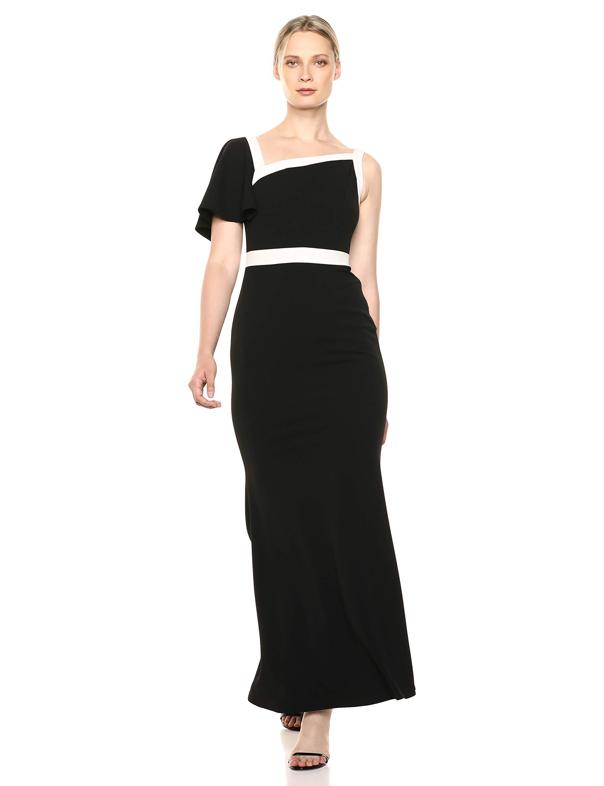 calvin klein one shoulder metallic gown