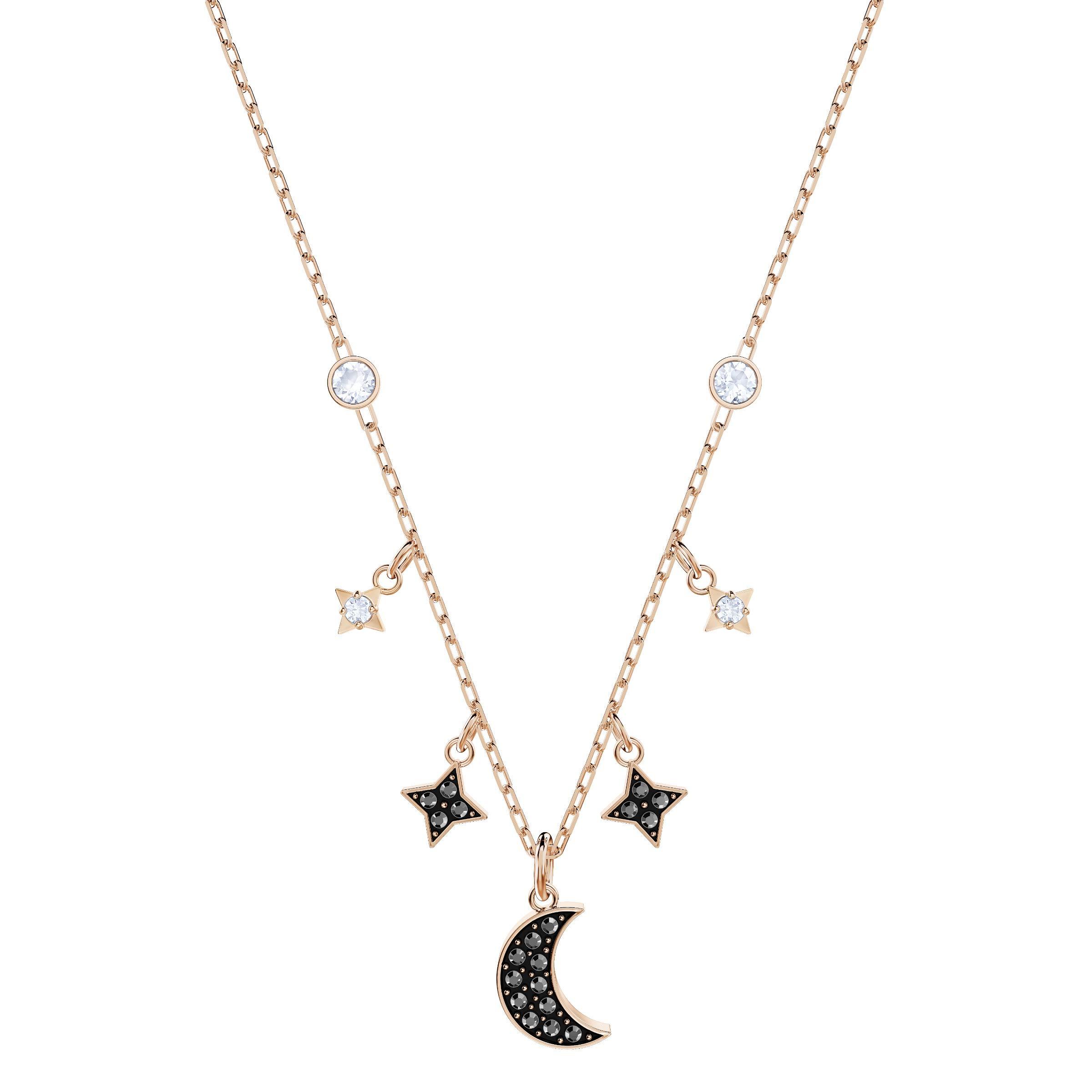 Swarovski Symbolic Moon Necklace With A Black Crystal Pavé Moon And Black  And White Crystal Studded Star Charms On A Gold-tone Plated in Metallic -  Save 60% | Lyst