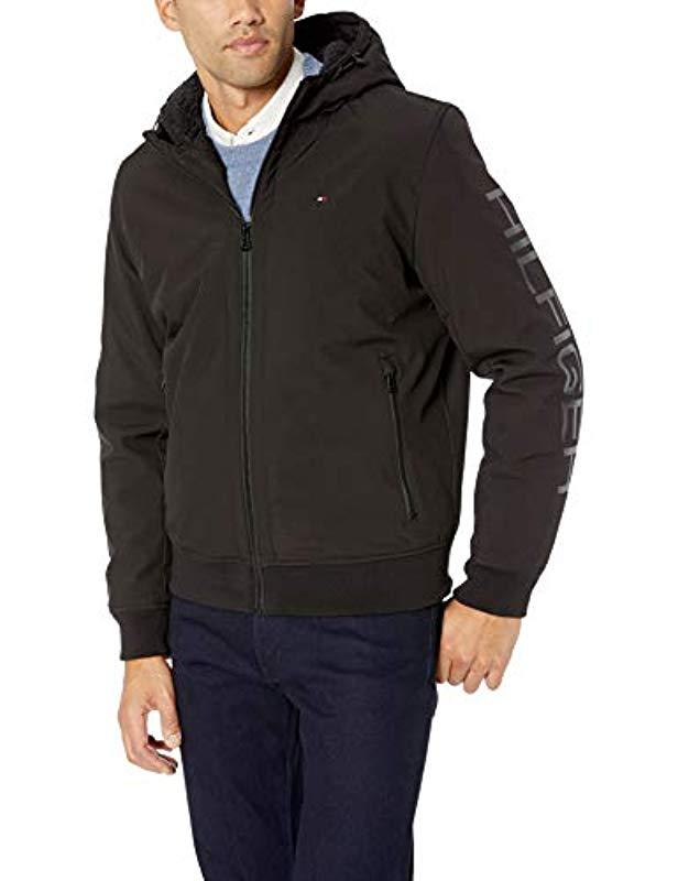Tommy Hilfiger Mens Soft Shell Fashion Bomber with Contrast Bib and Hood Tommy Hilfiger Men's Outerwear 155AP223