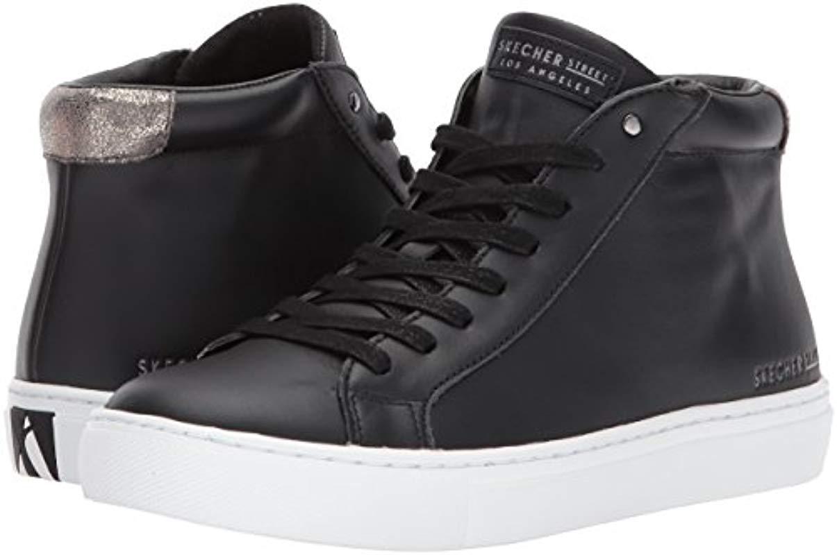 Skechers Skecher Street Side Street-leather Mid Top Fashion Sneaker in  Black - Lyst