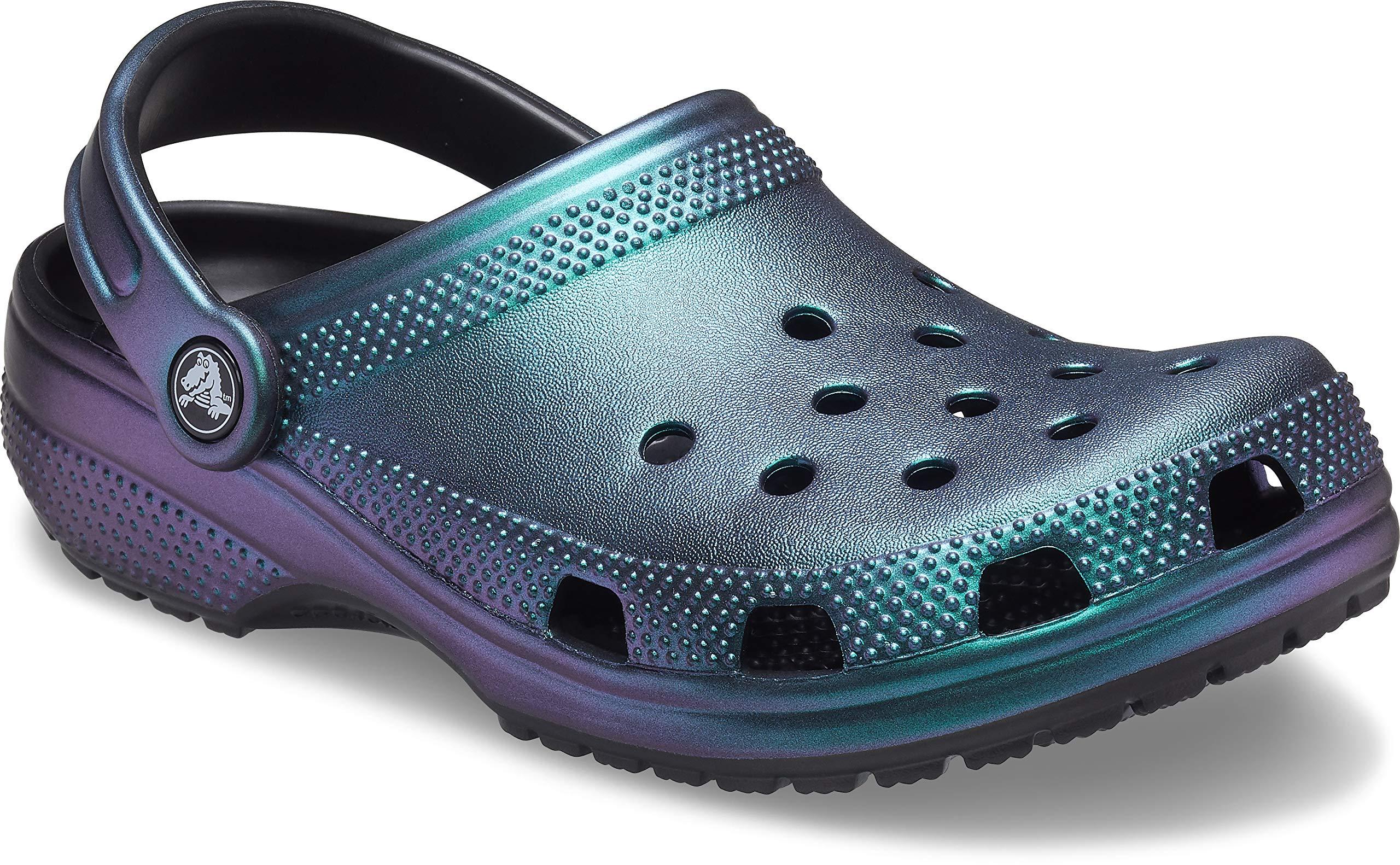 black classic crocs iridescent clog