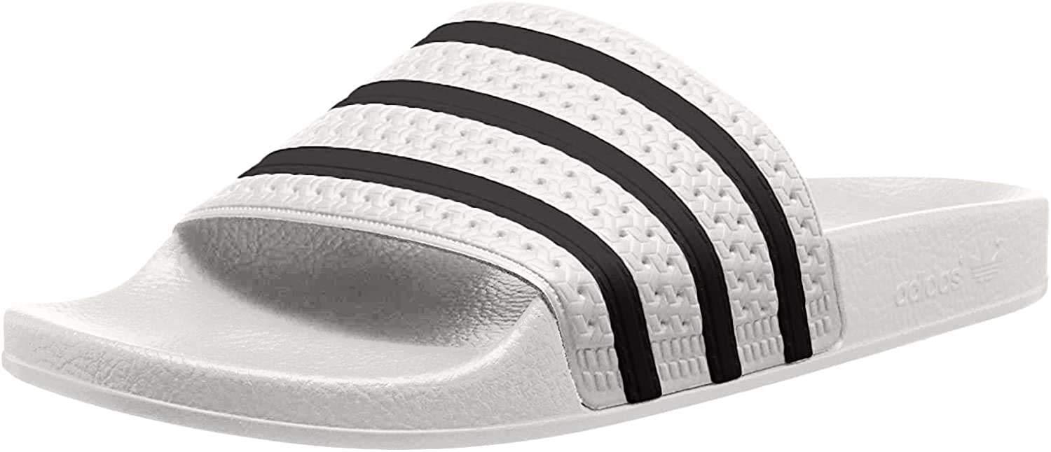 adidas Originals Rubber White & Black Adilette Sliders for Men 