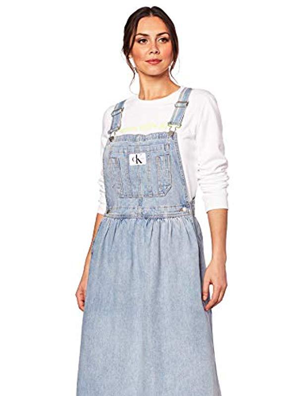 calvin klein iconic dungaree dress