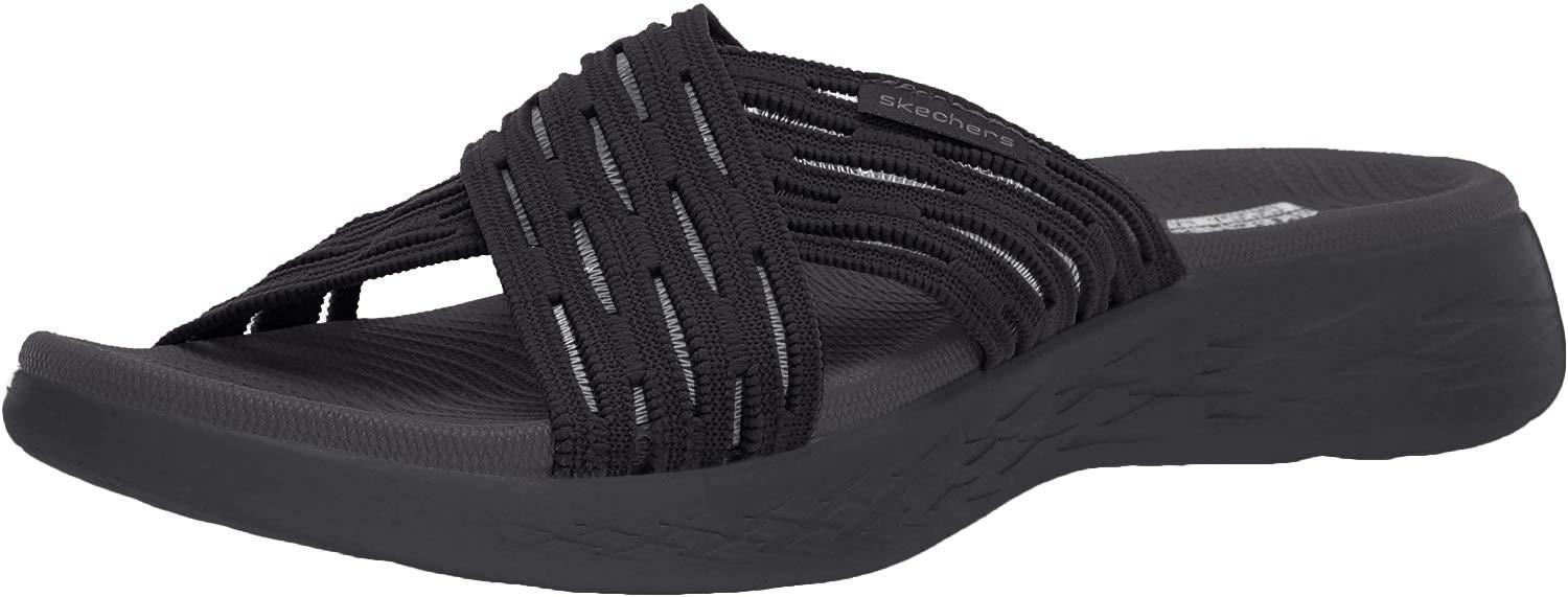 Skechers Rubber Go Run 600-sunrise Open Toe Sandals in Black - Lyst
