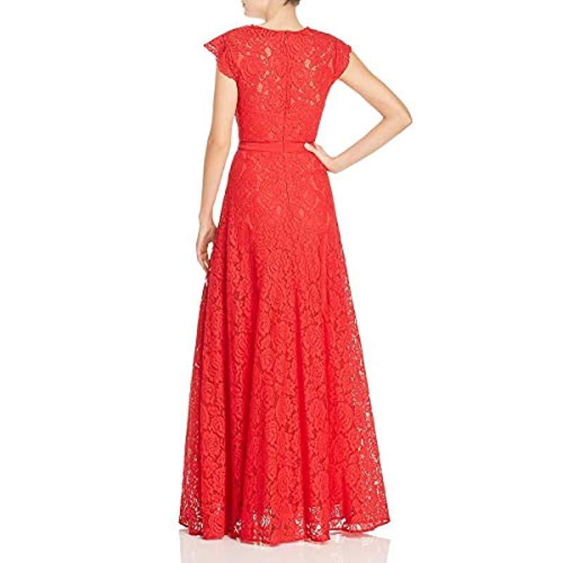 bcbg scalloped lace gown