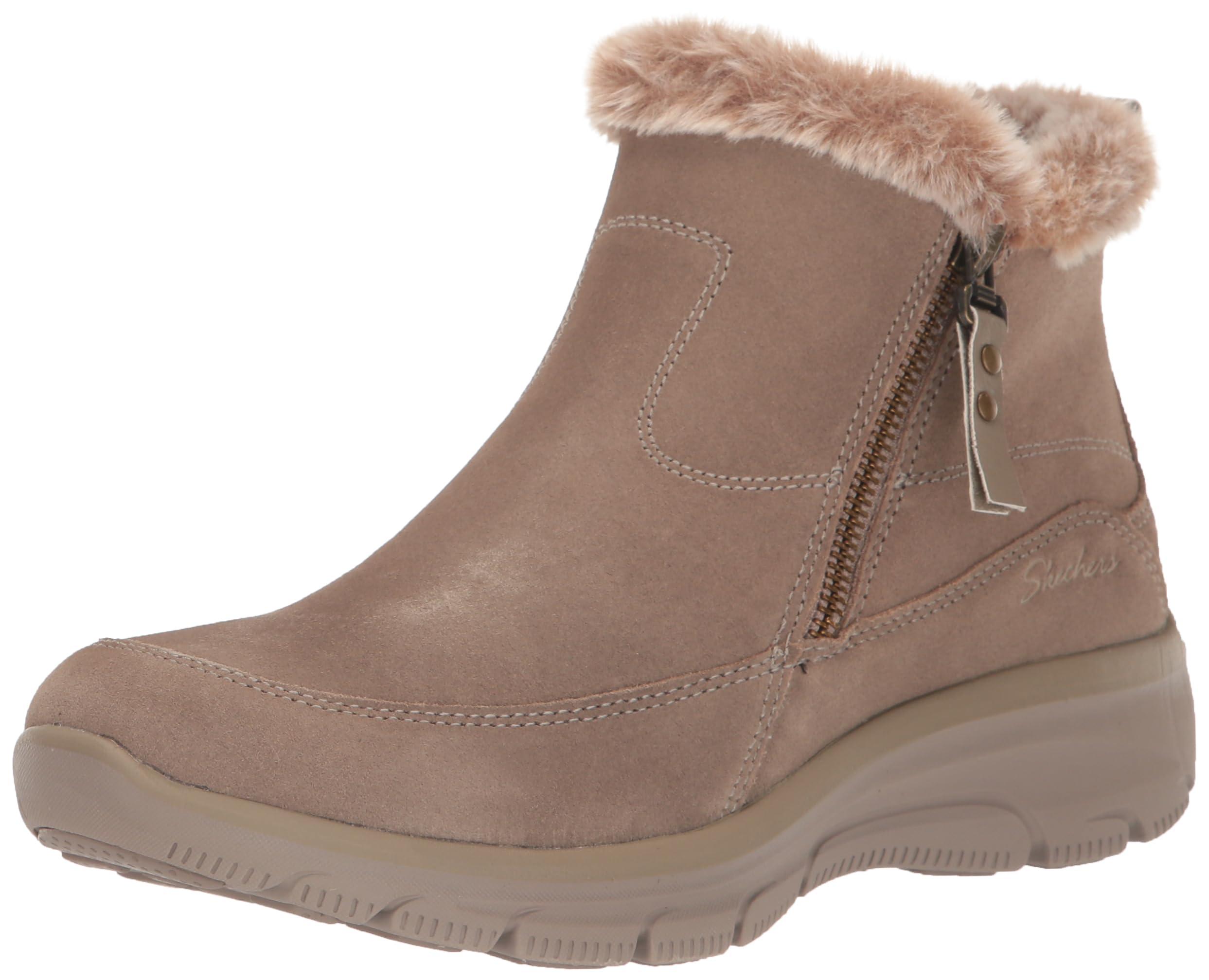 Skechers Easy Going Cool Zip Ankle Boot in Brown | Lyst