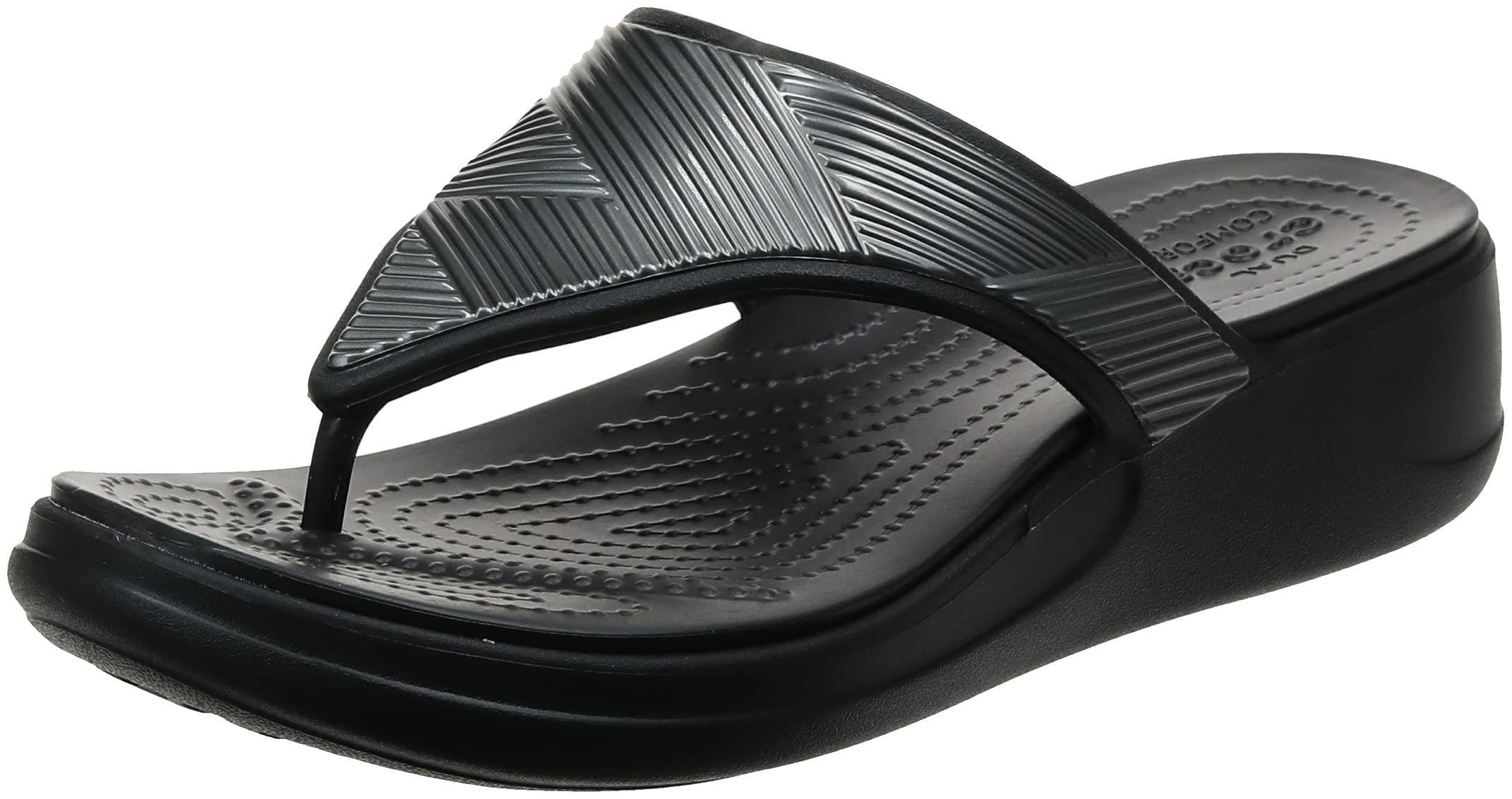 crocs monterey metallic wedge flip