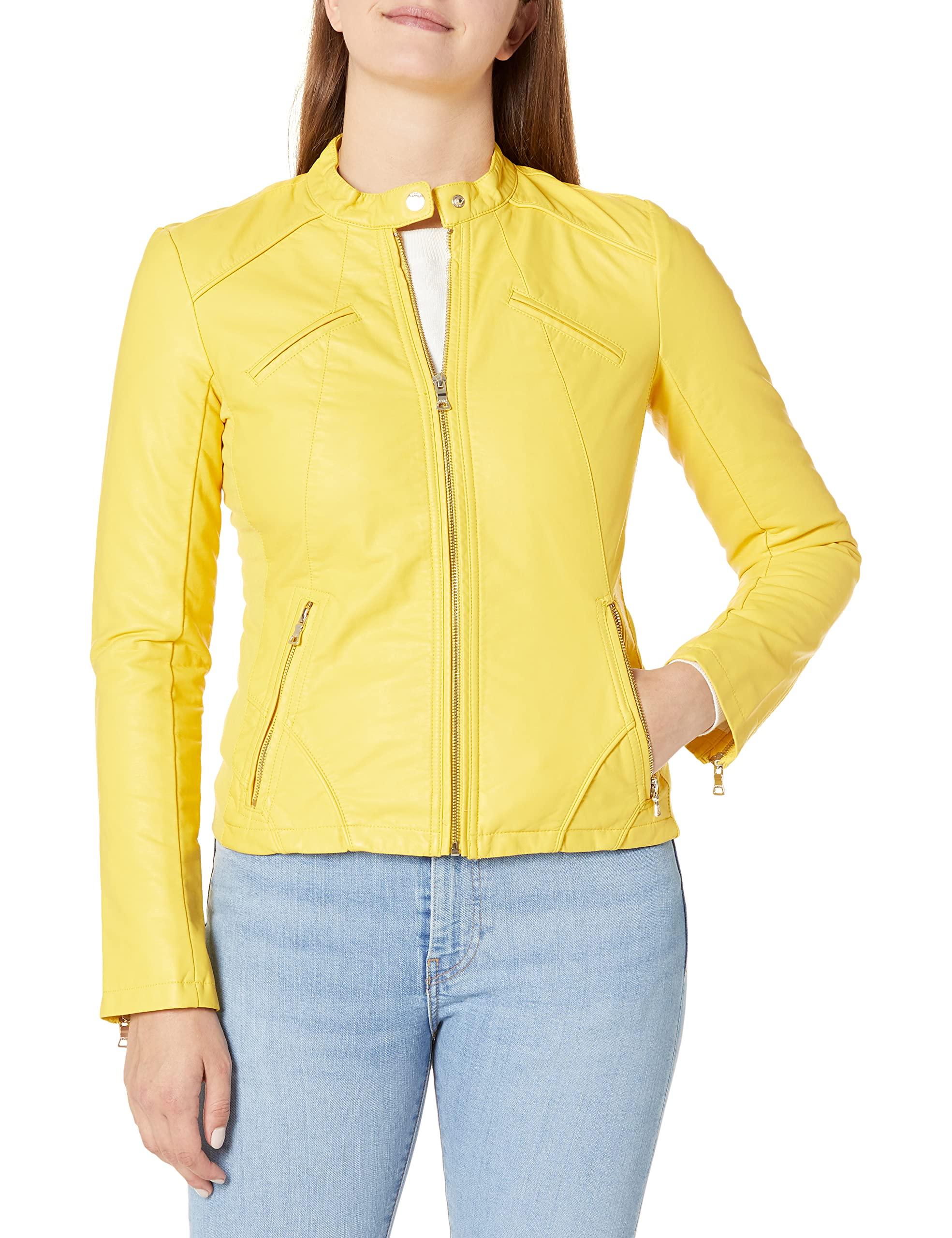 yellow colour leather jacket