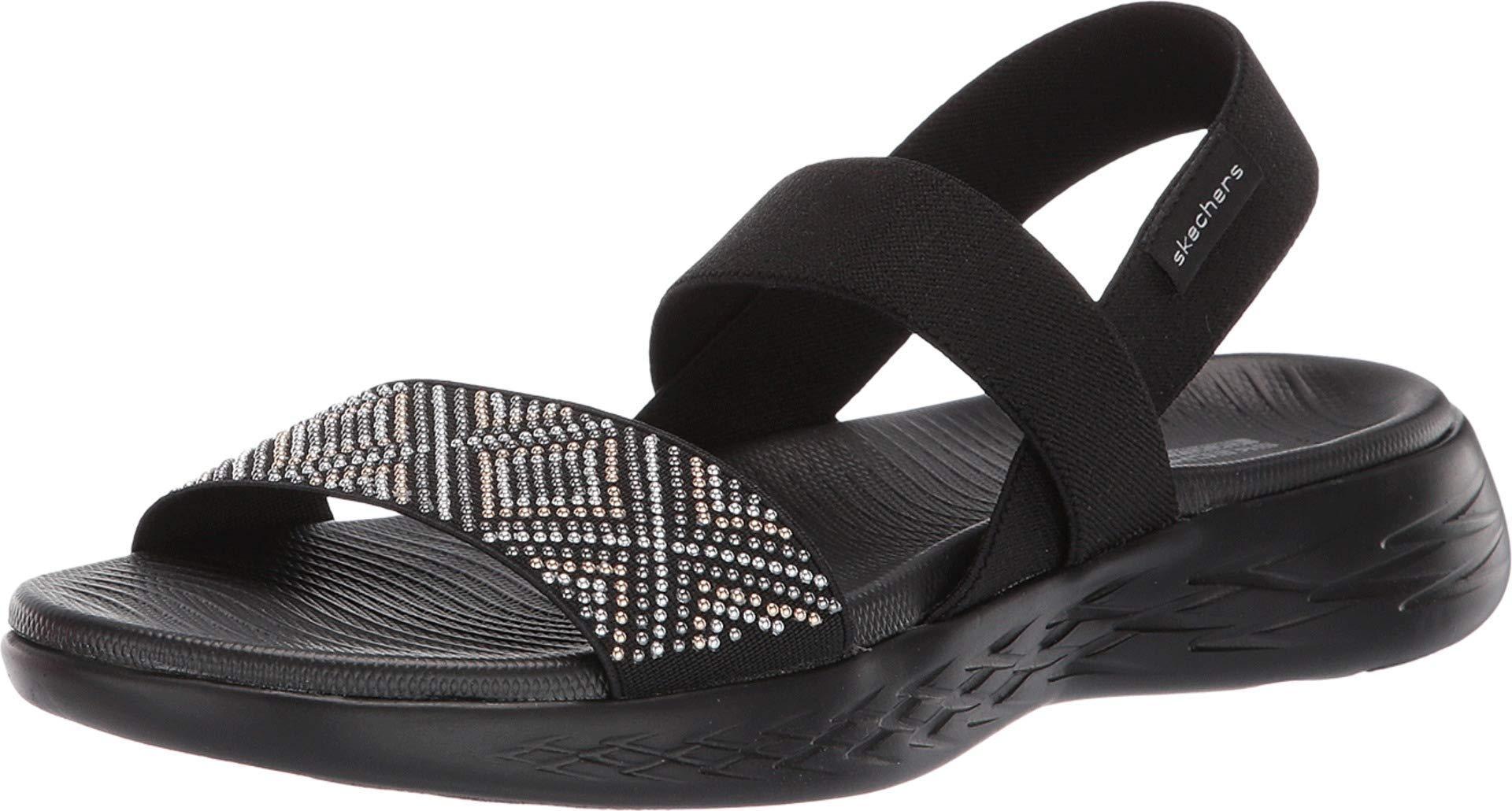 Skechers On-the-go 600-glitzy Flat Sandal in Black - Save 37% - Lyst