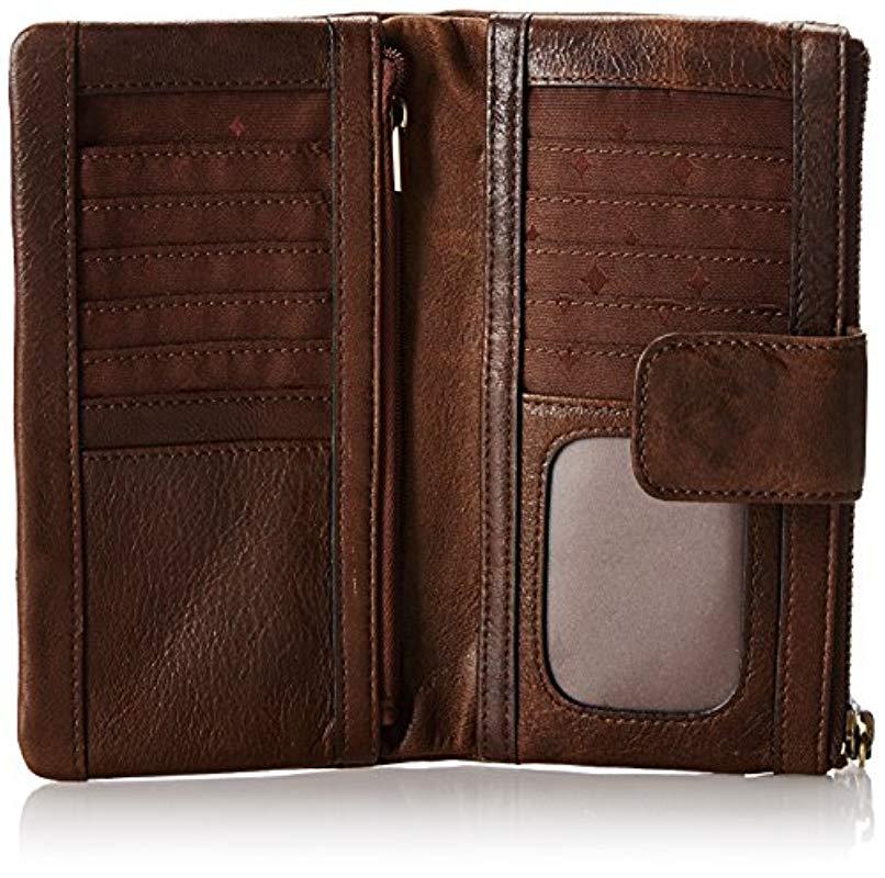 Fossil Emory Leather Wallet Clutch Organizer in Brown | Lyst