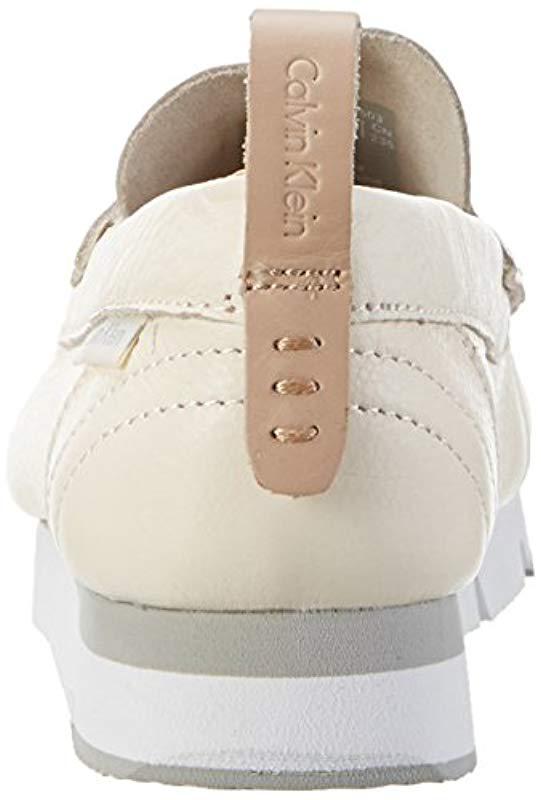 Calvin Klein Denim Sonora Pebble Calf Loafers in White | Lyst UK