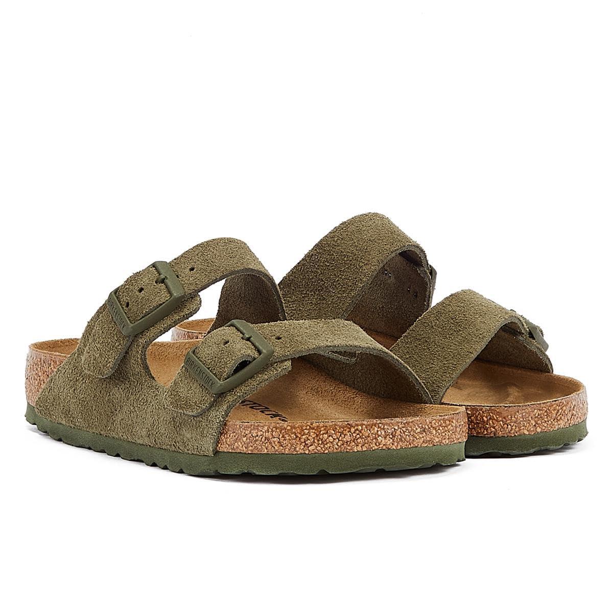 Birkenstock Arizona Thyme Khaki Suede Leather Sandals in Brown Lyst UK