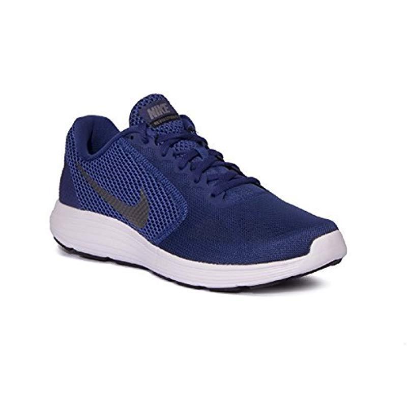 nike revolution 3 mens running shoes black med blue