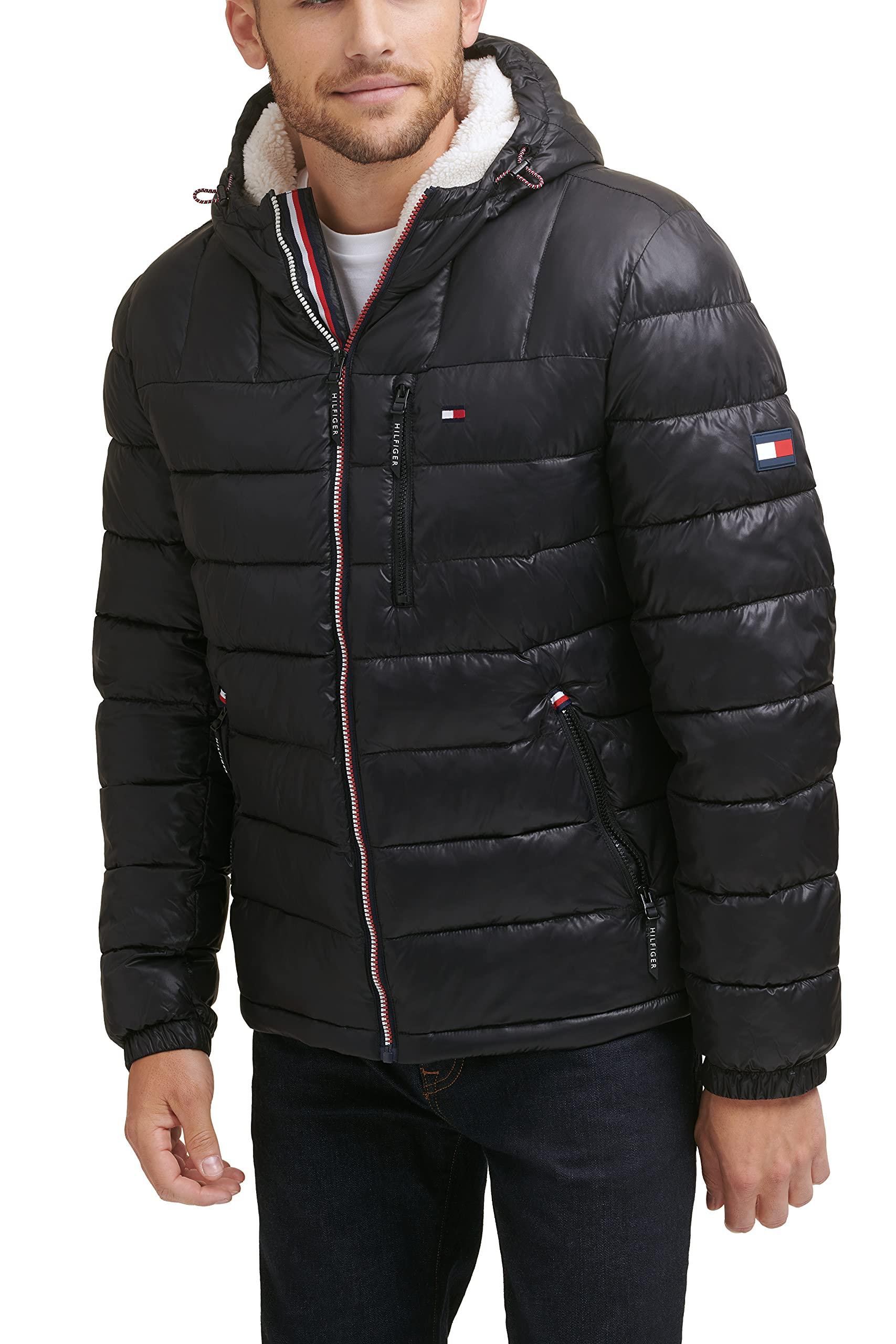 Tommy Hilfiger Rubber Sherpa Lined Hooded Water Resistant Jacket in Black for Men - Save 23% - Lyst