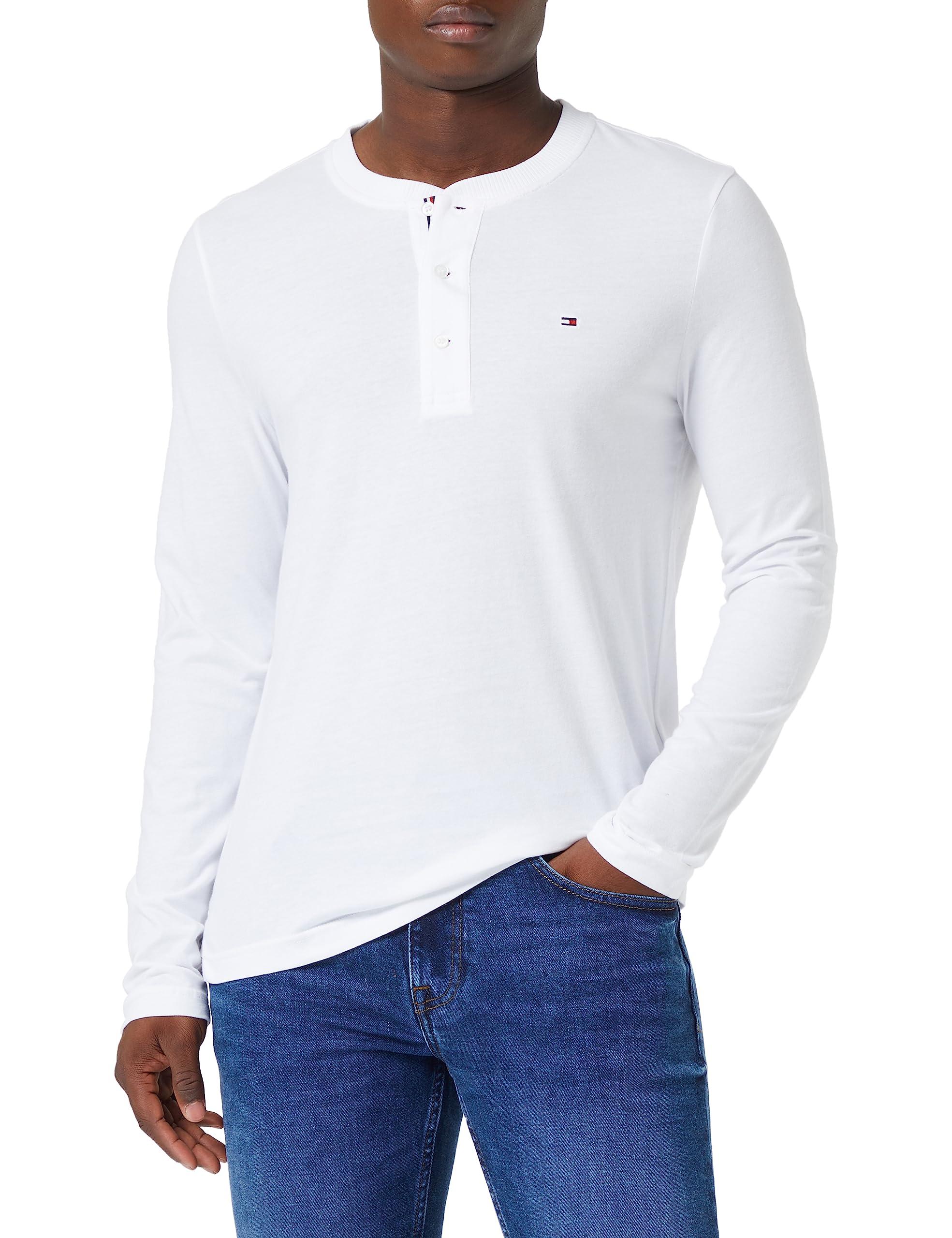 Tommy Hilfiger Henley Ls Tee L/s T-shirts in White for Men | Lyst UK