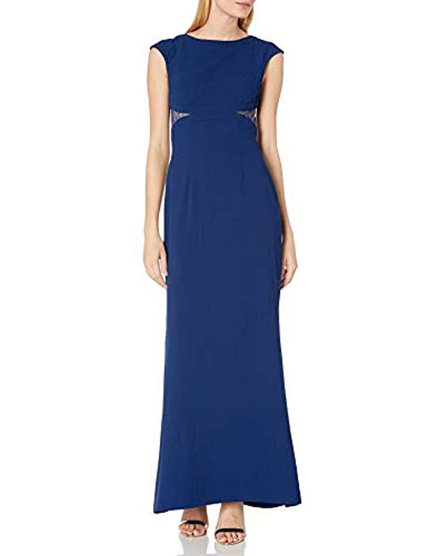 aidan by aidan mattox flounce crepe column gown