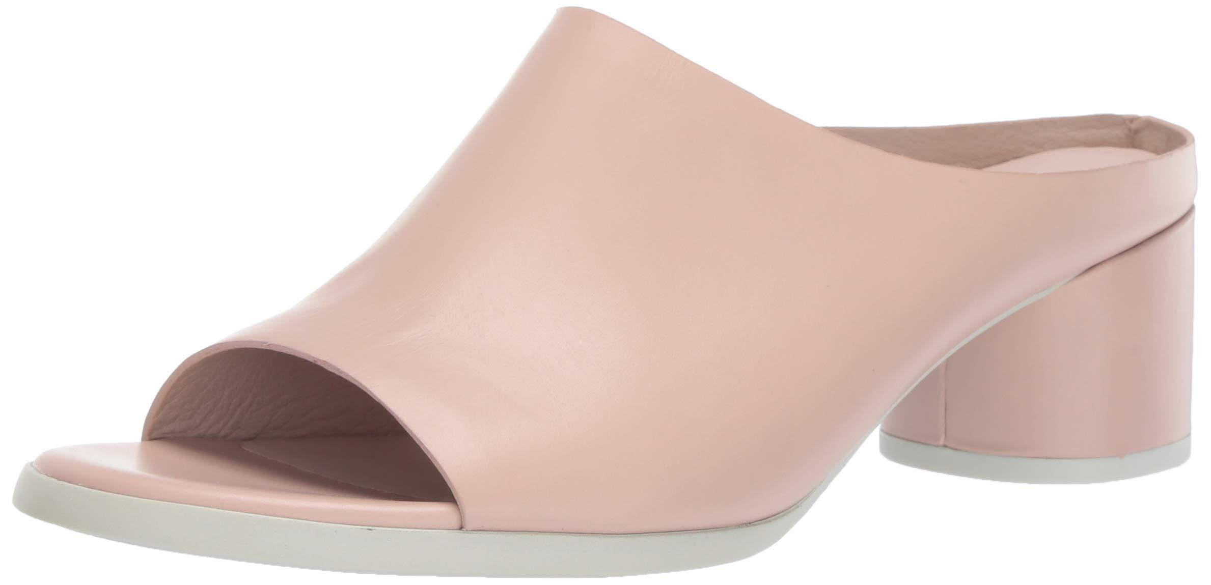 Ecco Leather Shape 45 Block Slide Heeled Sandal in Pink | Lyst