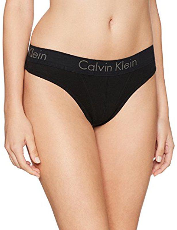 Calvin Klein Cotton Body Thong Panty in Black - Lyst