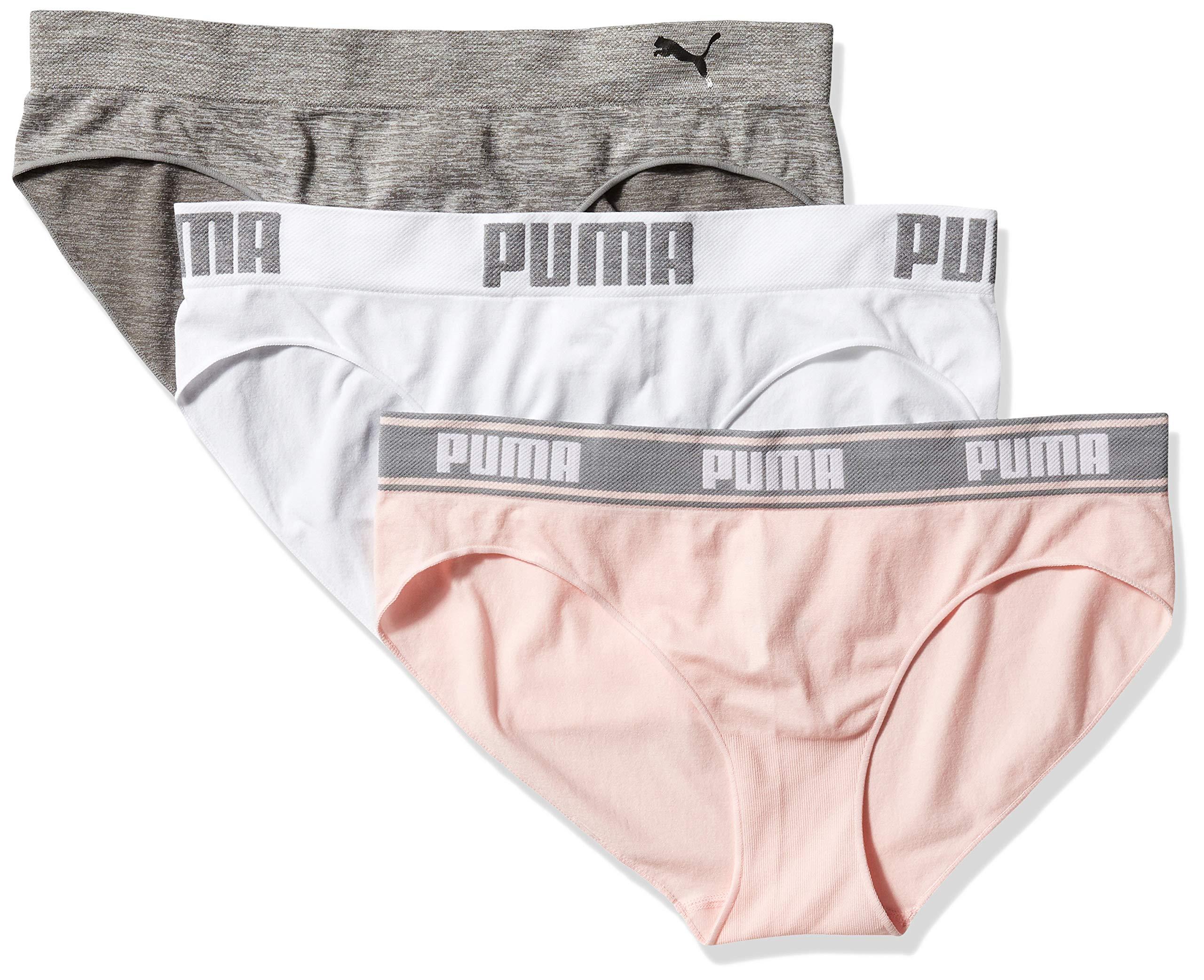 PUMA Womens 3 Pack Seamless Bikini Style Underwear in Black-White-Grey-Pink  (Metallic) | Lyst
