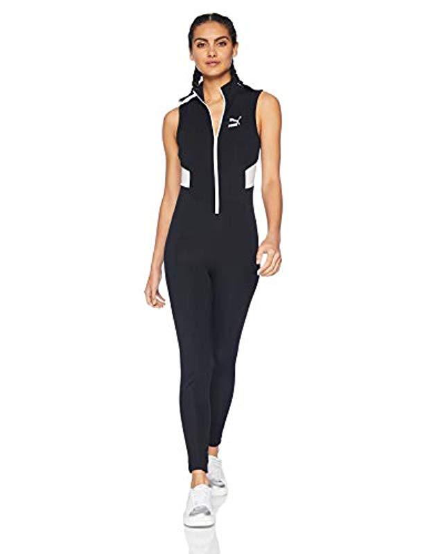 PUMA Synthetic Retro Rib Overall Jumpsuit in Black | Lyst