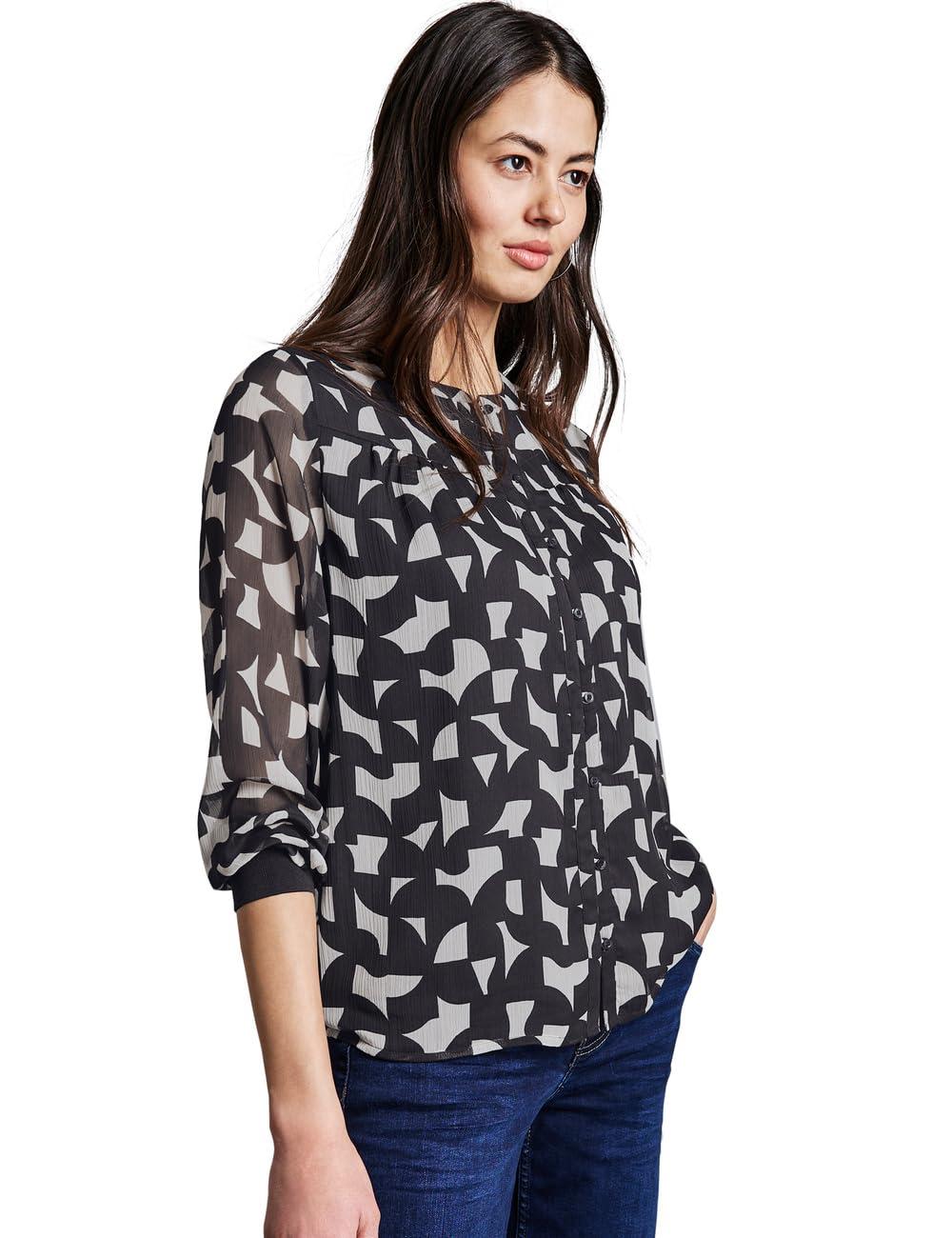 Street One Damen Bluse Mit Muster - Leichte Viskose Mit Schlitz-Ausschnitt