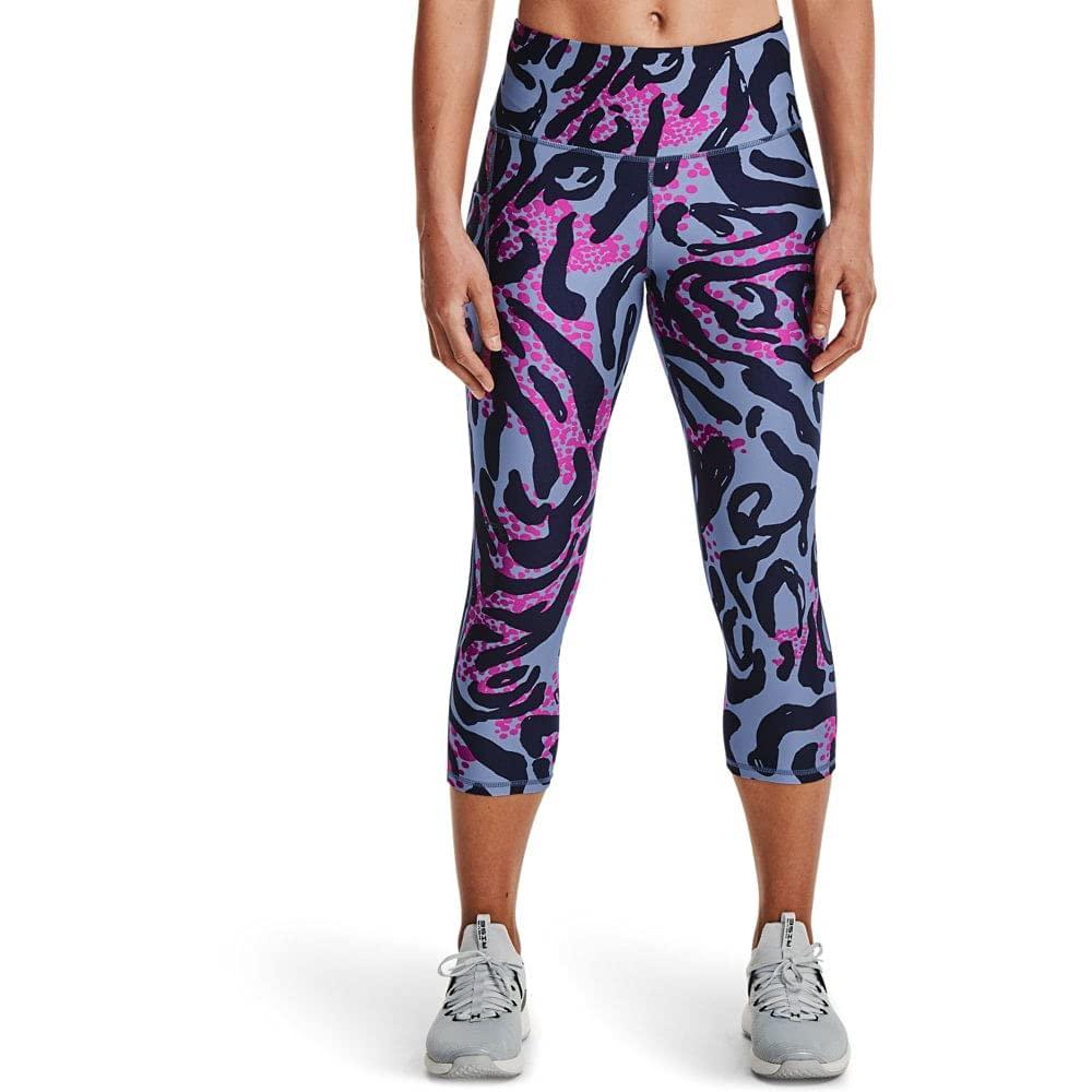 Under Armour Heatgear Armour Printed Pocketed Capri in Blue
