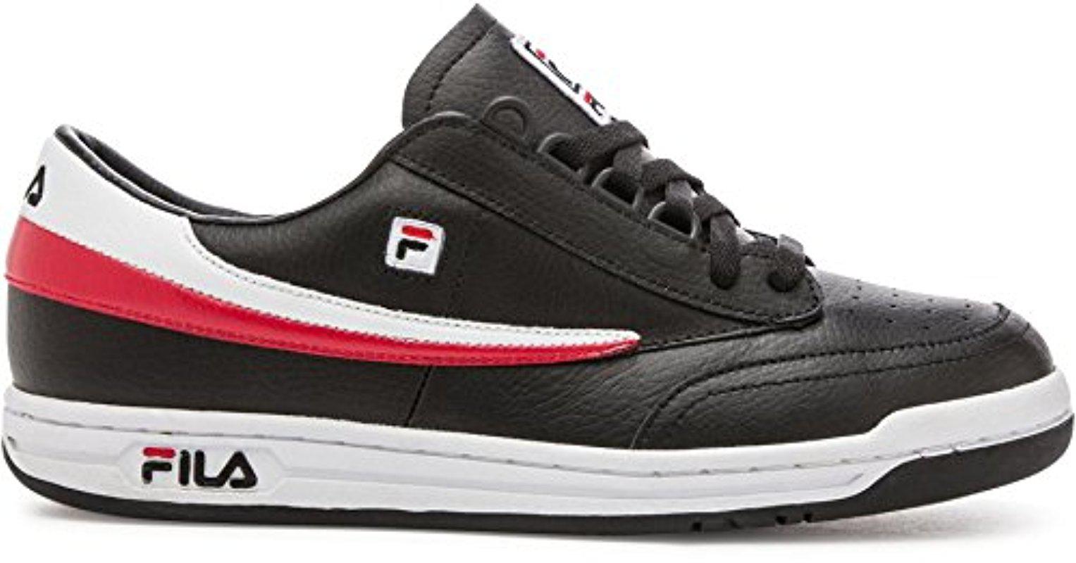 Fila Leather Original Tennis Fashion Sneaker in Black / White / Red (Black)  for Men - Lyst