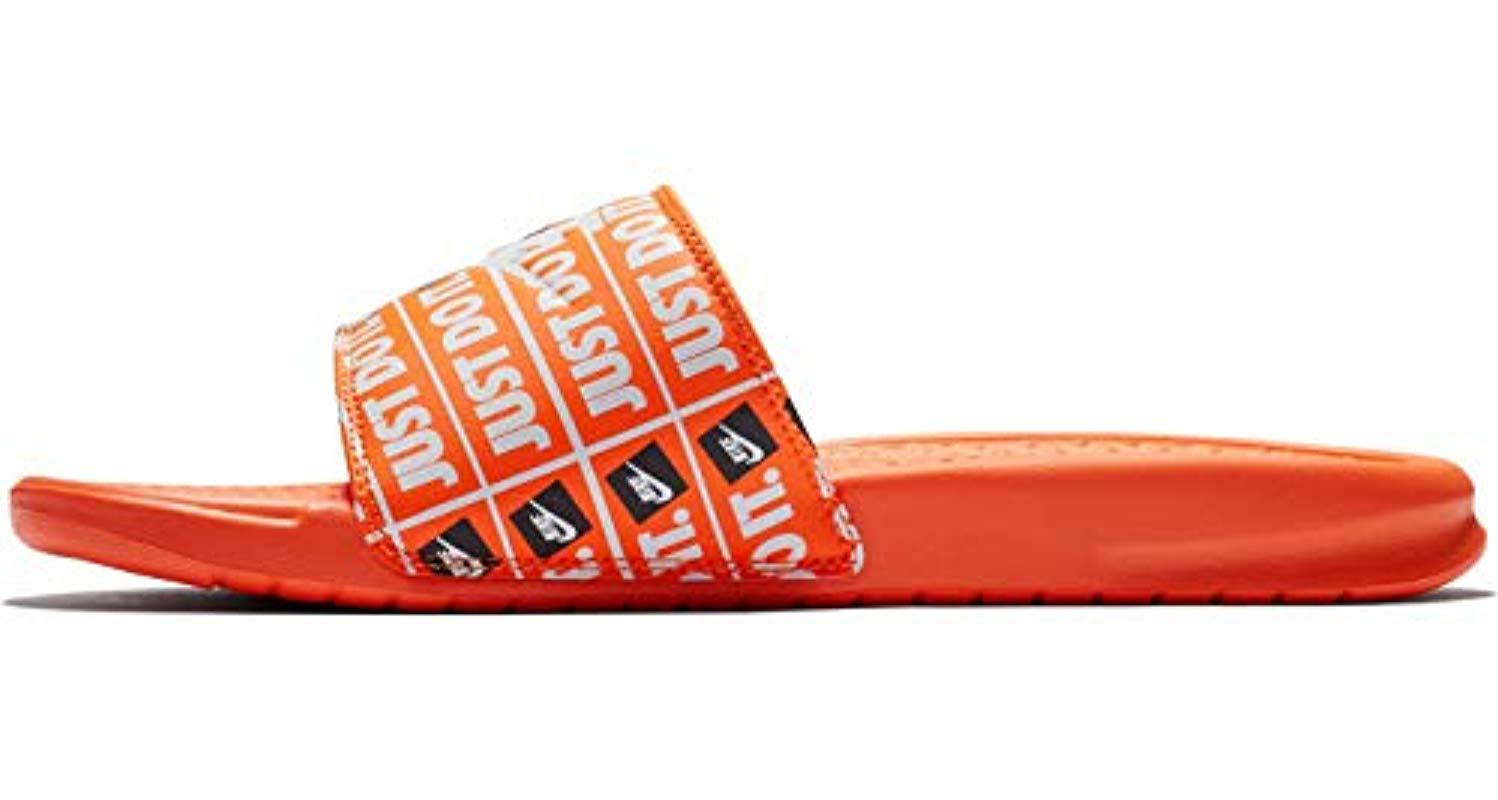 Nike Benassi Just Do It Print Men's Slide Sandal in Orange/White (Orange)  for Men | Lyst