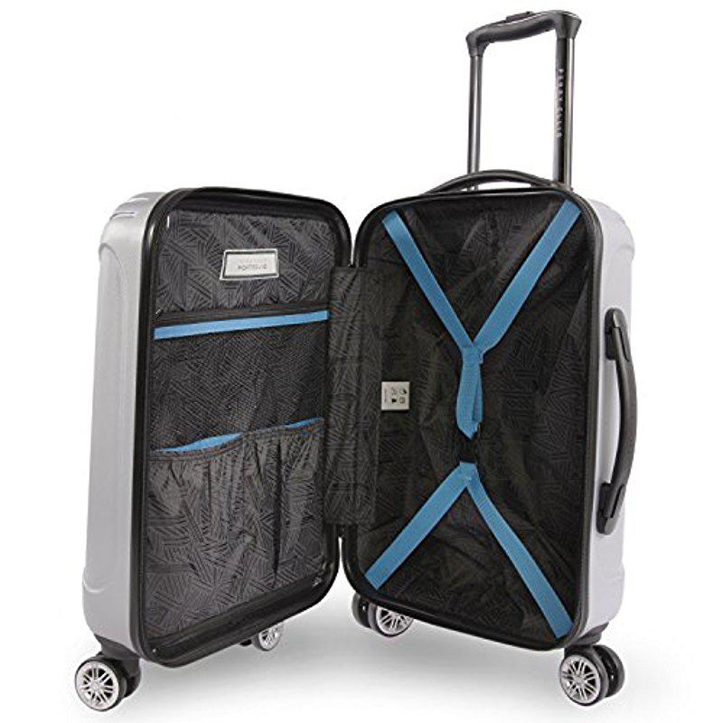 Perry Ellis Delancy Ii 21" Hardside Carryon Spinner Luggage in Silver