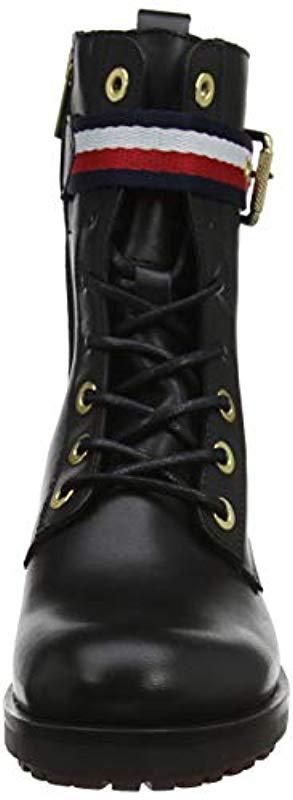 tommy hilfiger signature tape buckle biker boots