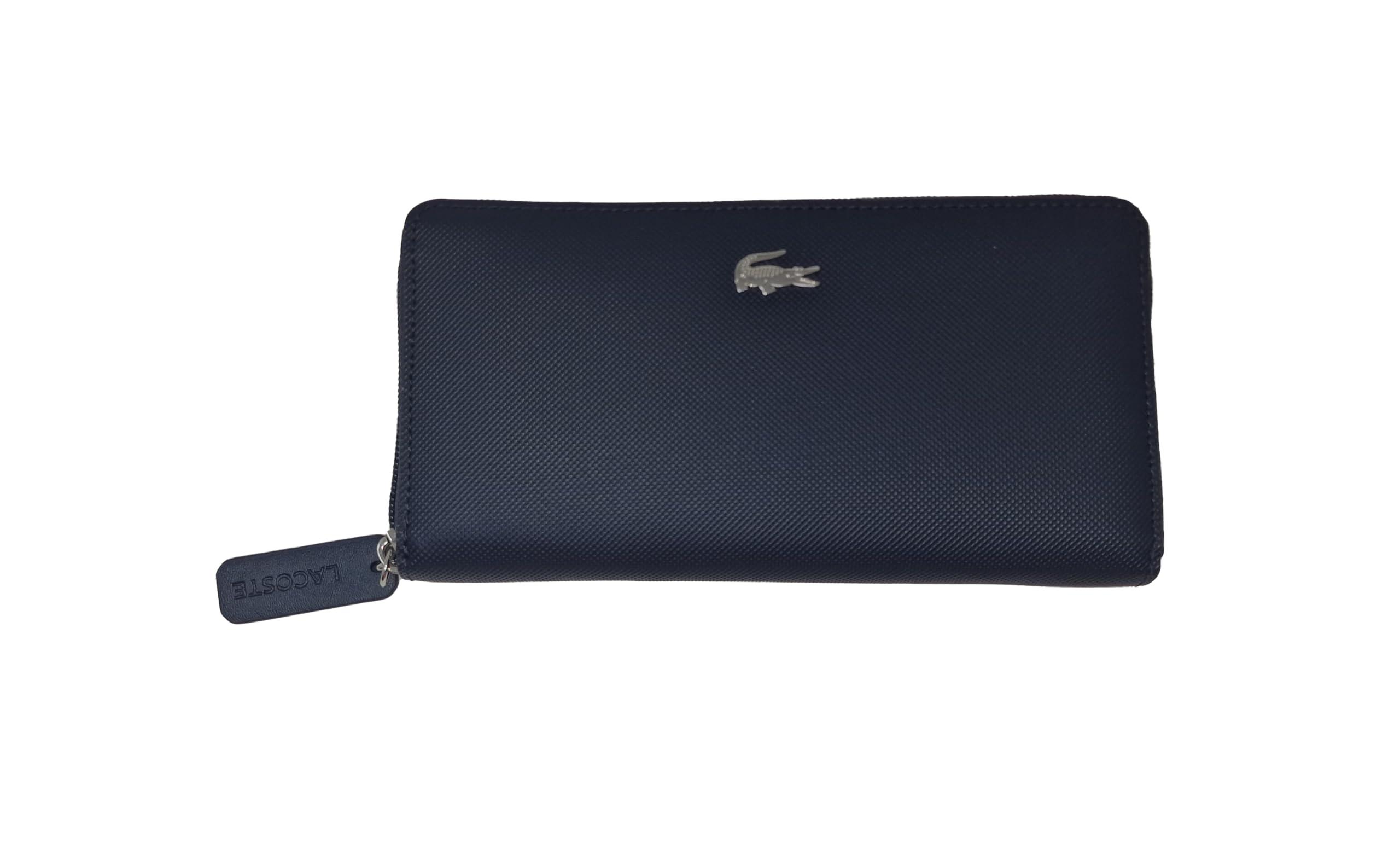 Lacoste Nf4776ov Ladies S Large Zip Wallet Purse In Penombre Blue