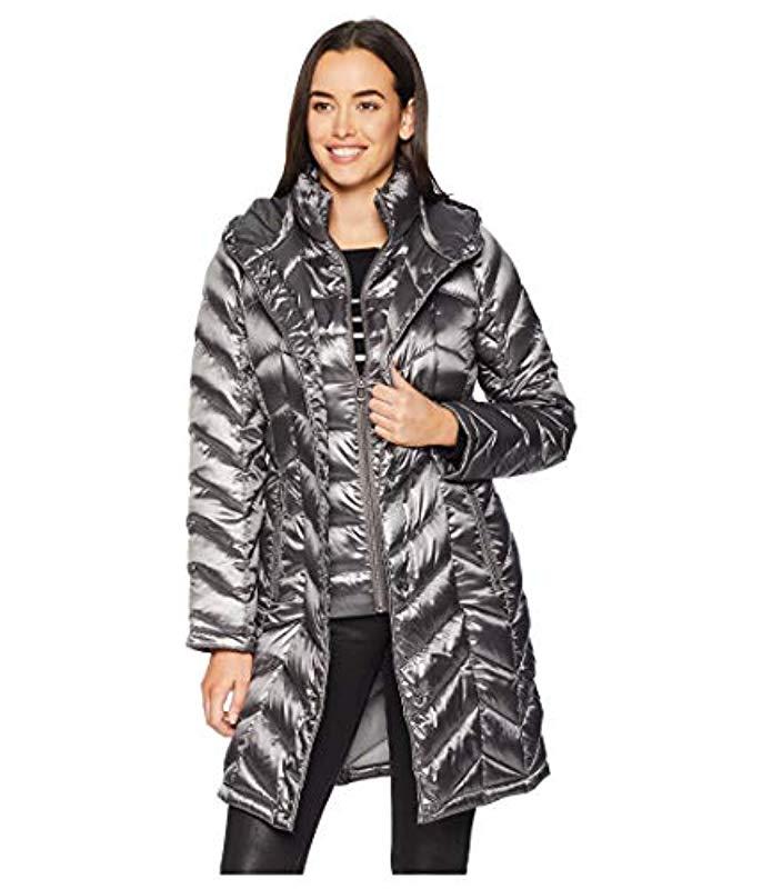 calvin klein long packable down jacket