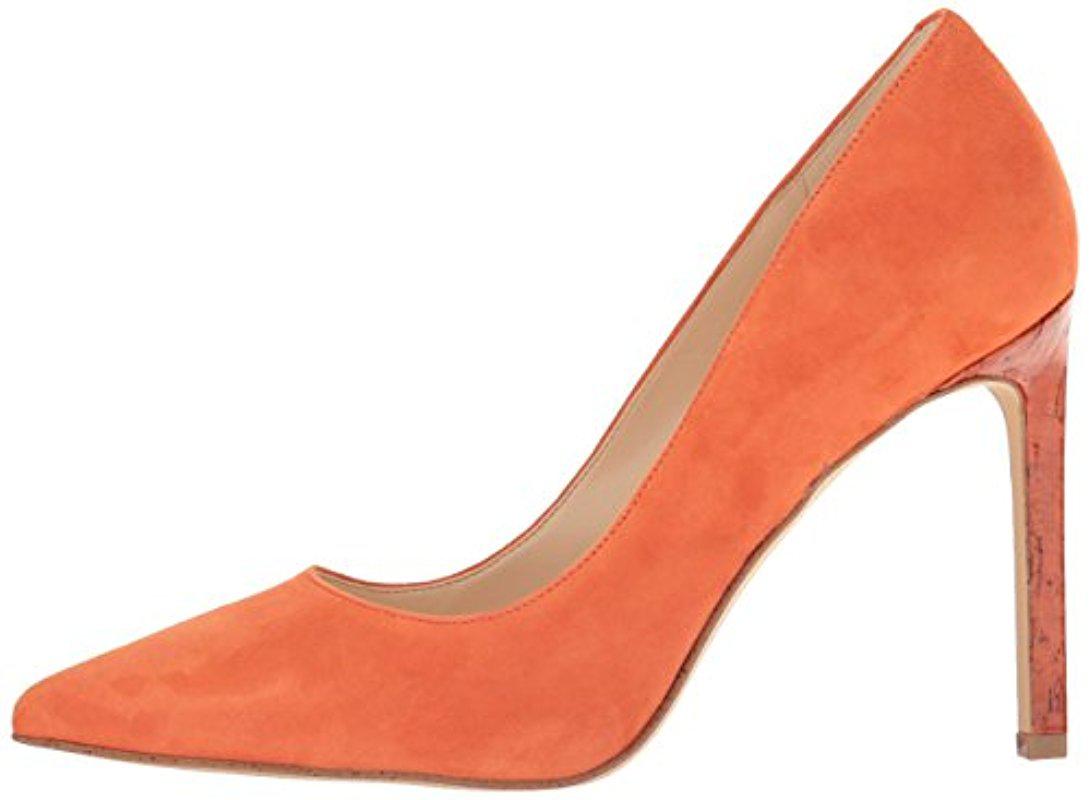 orange suede pumps