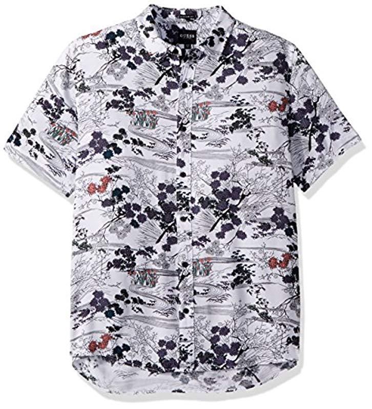Guess Short Sleeve Sakura Print Shirt, for Men Lyst