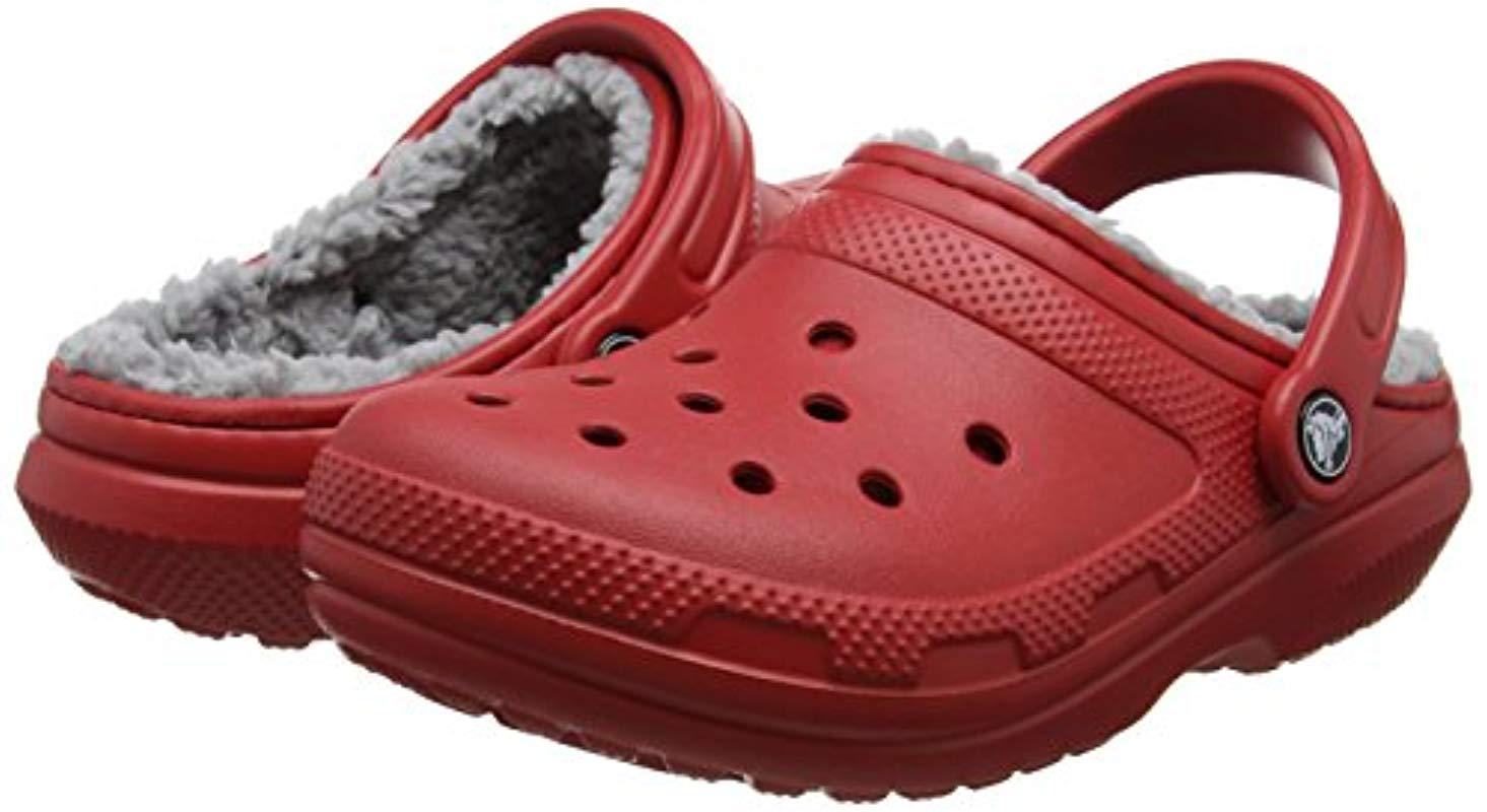 red fuzzy crocs
