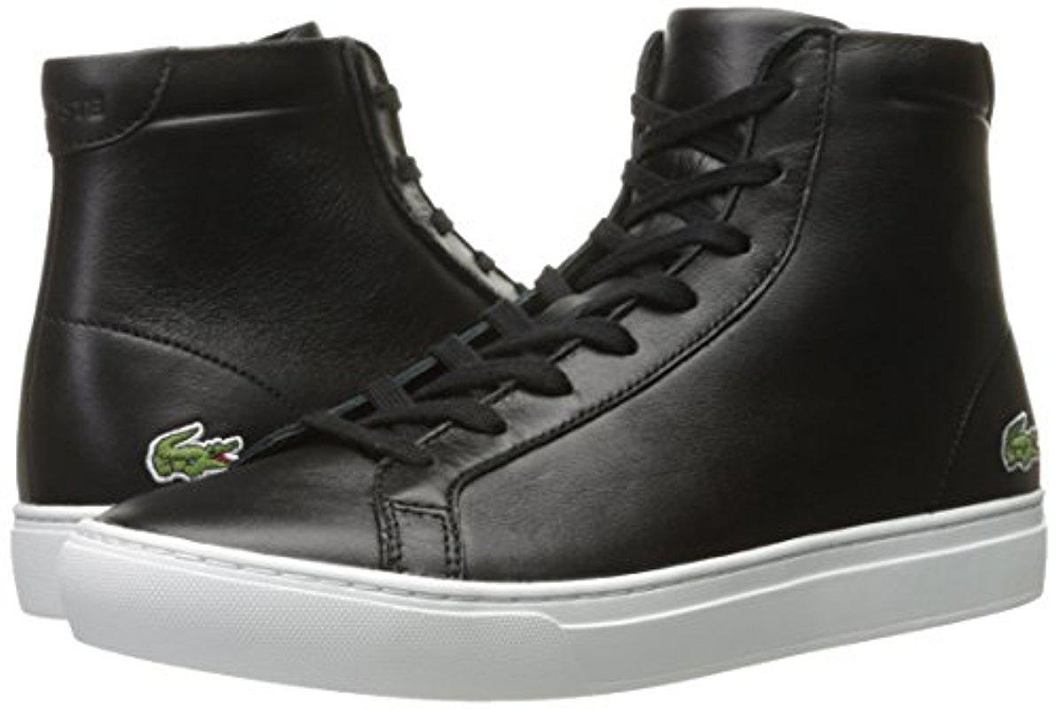 Lacoste L. 12.12 Mid Top Leather Sneakers in Black for Men - Lyst