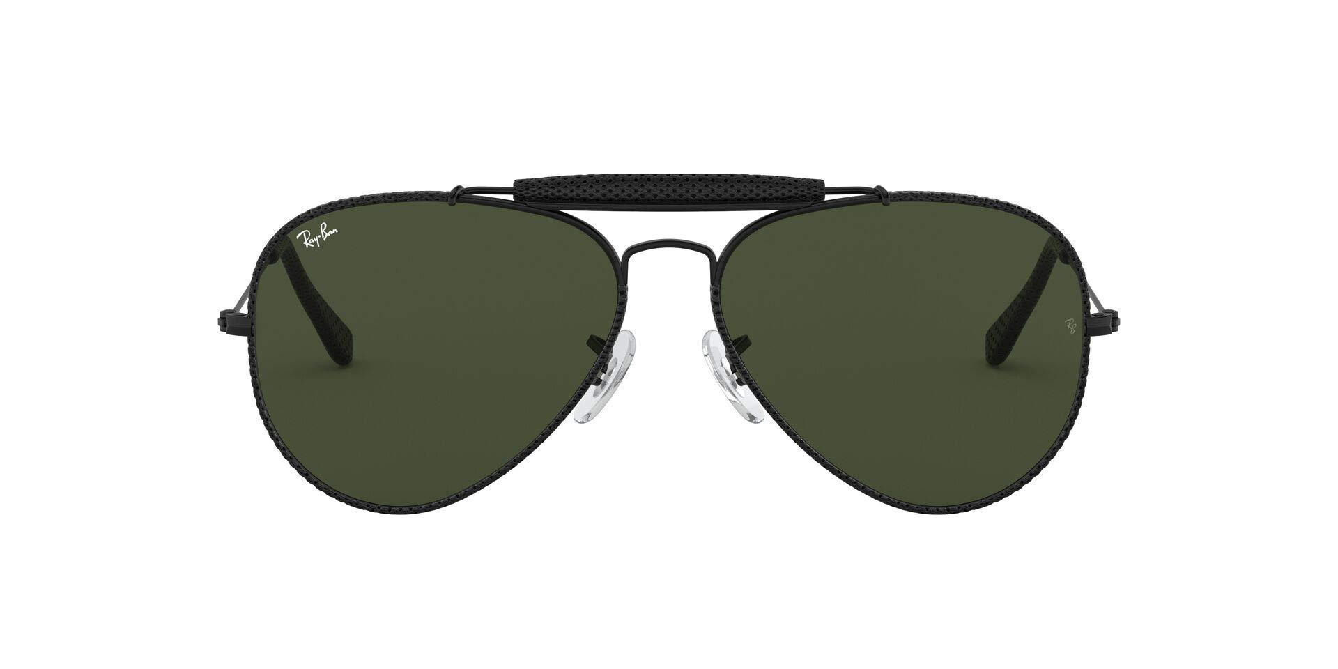 Ray-Ban Leather Rb3422q Outdoorsman Craft Aviator Sunglasses, Shiny Silver,  58 Mm in Leather Black/Green (Black) - Save 15% - Lyst