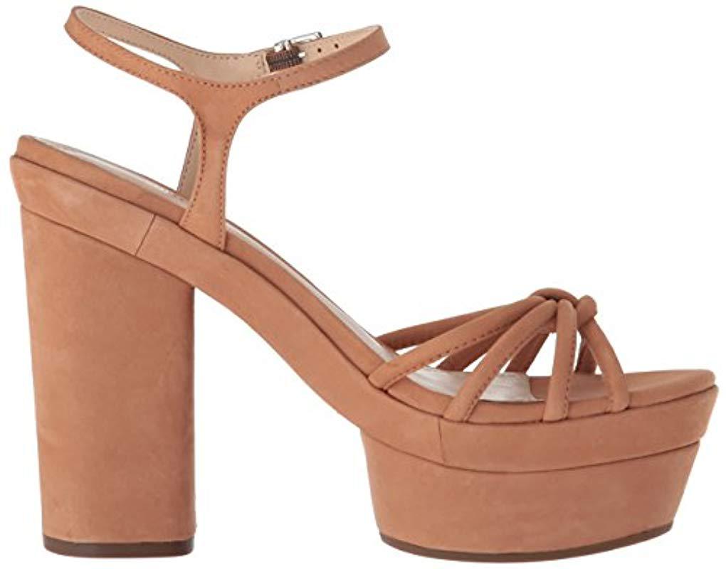 SCHUTZ Faubina Heeled Sandal Toasted Nut Tan Leather Block Heel Platform Pump