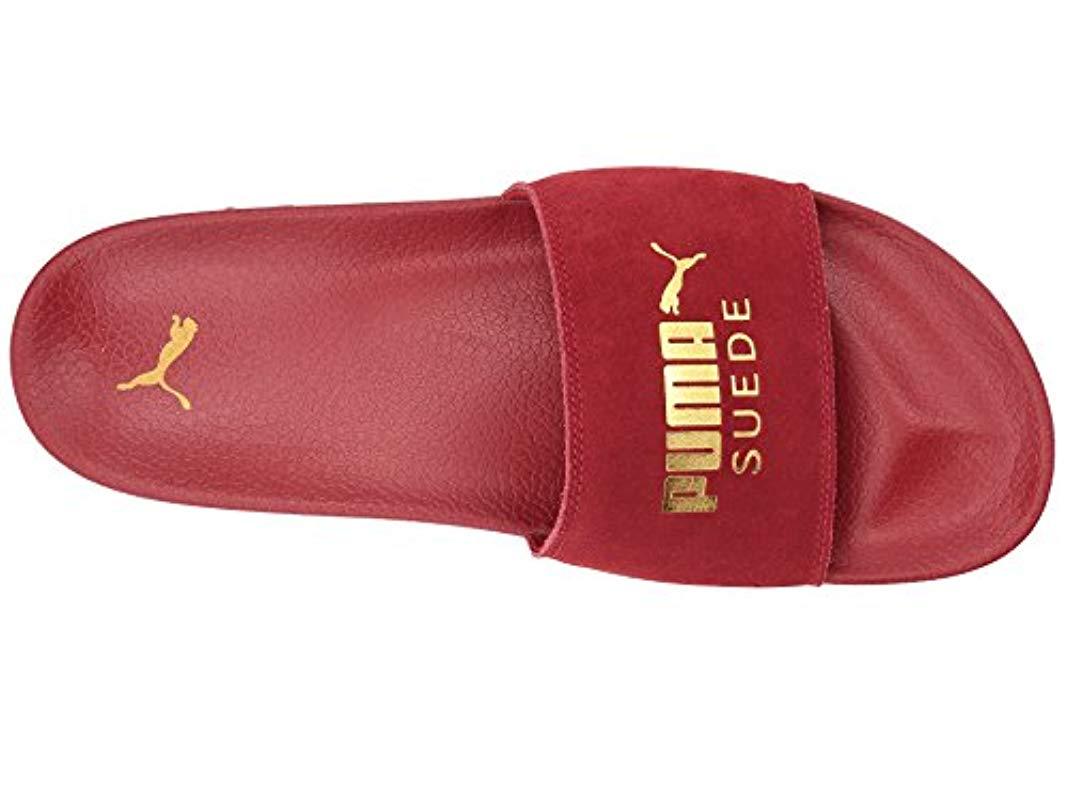 red suede puma slides