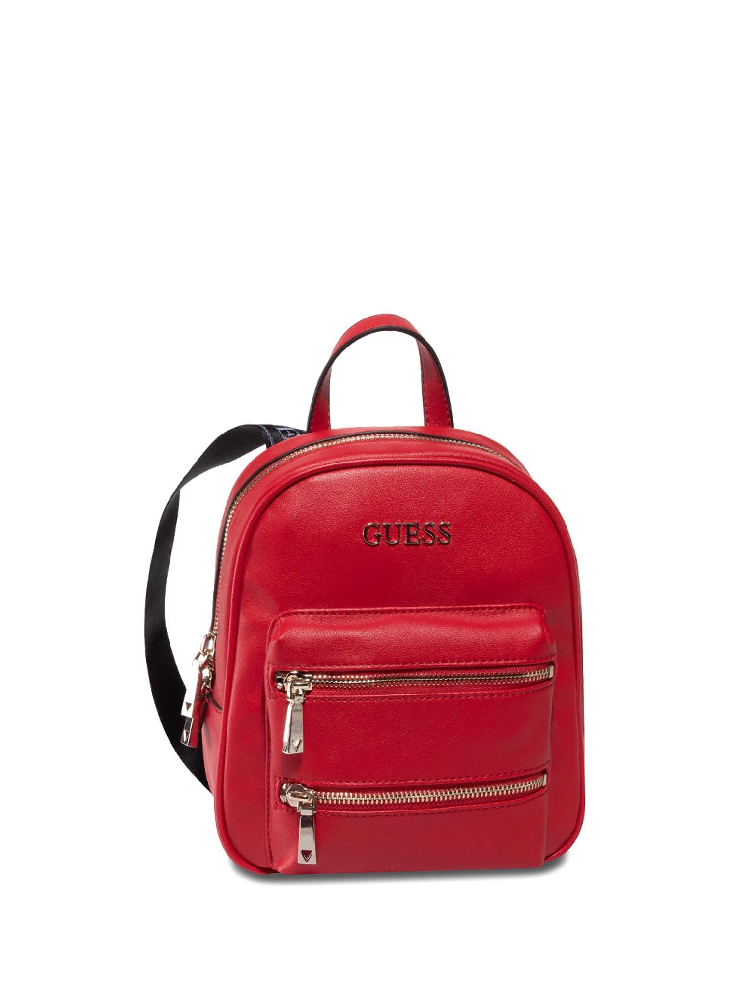 guess red leather backpack