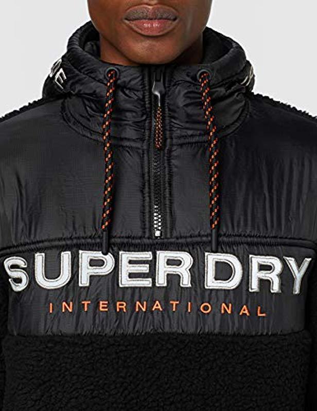 Superdry Rubber Sherpa Worldwide Stealth Half Zip Hoodie in Black Marl  (Black) for Men | Lyst UK