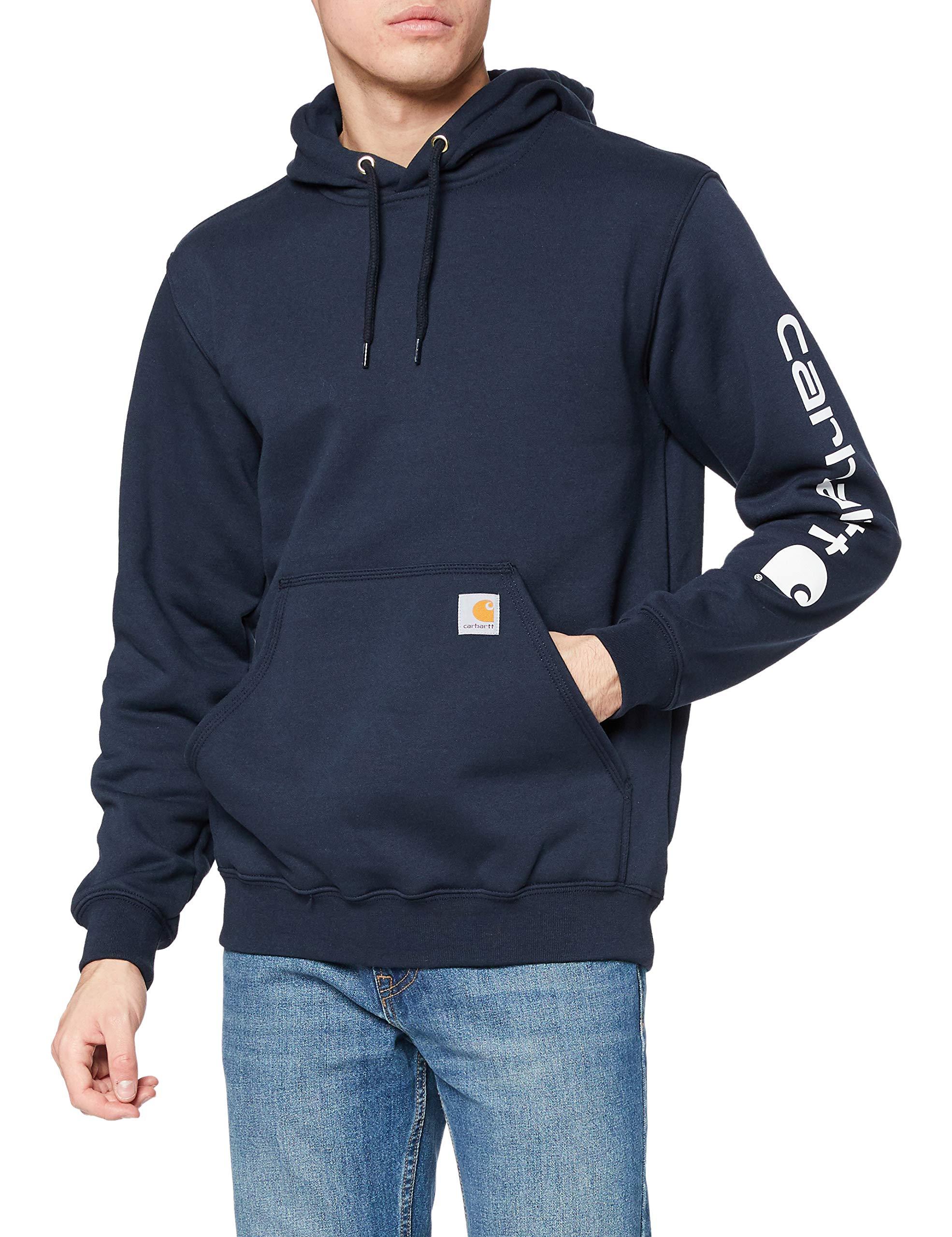 carhartt men's midweight hooded logo sleeve sweatshirt