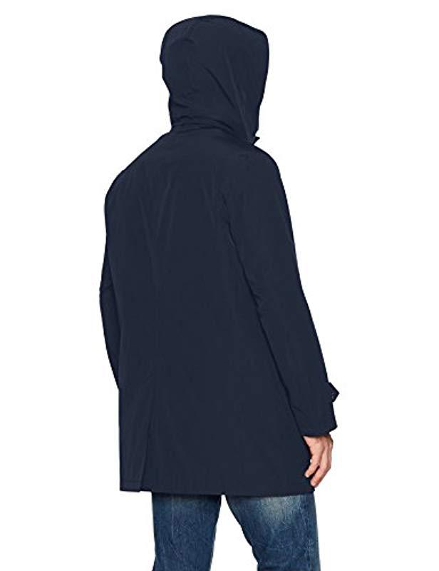 tommy hilfiger men's hooded rain trench coat with removable quilted liner